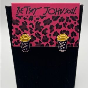 Betsey Johnson Yellow and Black Popcorn Earrings